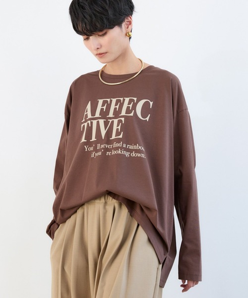 BARNYARDSTORM(バンヤードストーム)の「BARNYARDSTORM / ワイドシルエットロゴロンT / マシンウォッシャブル(Tシャツ/カットソー・レディース・チャコール/ホワイト/ブラウン・FREE)」の10枚目の写真
