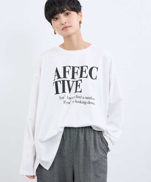 BARNYARDSTORM(バンヤードストーム)の「BARNYARDSTORM / ワイドシルエットロゴロンT / マシンウォッシャブル(Tシャツ/カットソー・レディース・チャコール/ホワイト/ブラウン・FREE)」の6枚目の写真