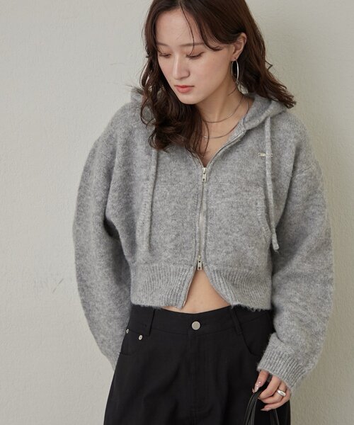 mline（エムライン）の「[mline]ニットパーカー（パーカー・レディース・チャコールグレー/グレー/アイボリー・FREE）」の3枚目の写真
