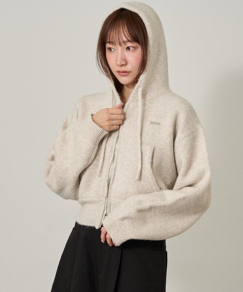 mline（エムライン）の「[mline]ニットパーカー（パーカー・レディース・チャコールグレー/グレー/アイボリー・FREE）」の4枚目の写真