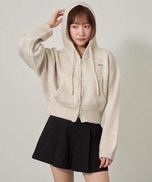 mline（エムライン）の「[mline]ニットパーカー（パーカー・レディース・チャコールグレー/グレー/アイボリー・FREE）」の5枚目の写真