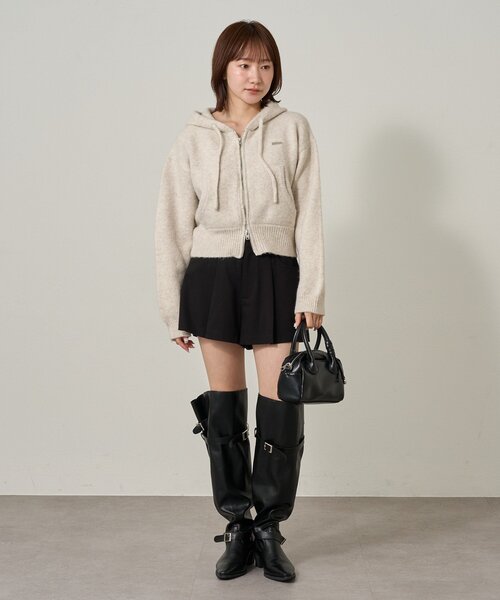 mline（エムライン）の「[mline]ニットパーカー（パーカー・レディース・チャコールグレー/グレー/アイボリー・FREE）」の7枚目の写真