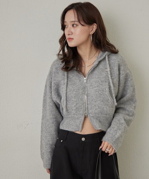mline（エムライン）の「[mline]ニットパーカー（パーカー・レディース・チャコールグレー/グレー/アイボリー・FREE）」の11枚目の写真