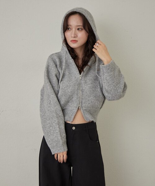 mline（エムライン）の「[mline]ニットパーカー（パーカー・レディース・チャコールグレー/グレー/アイボリー・FREE）」の12枚目の写真