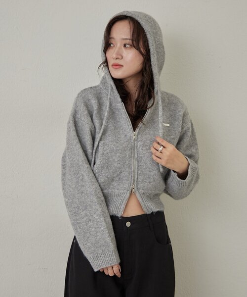 mline（エムライン）の「[mline]ニットパーカー（パーカー・レディース・チャコールグレー/グレー/アイボリー・FREE）」の13枚目の写真
