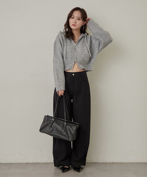 mline（エムライン）の「[mline]ニットパーカー（パーカー・レディース・チャコールグレー/グレー/アイボリー・FREE）」の14枚目の写真