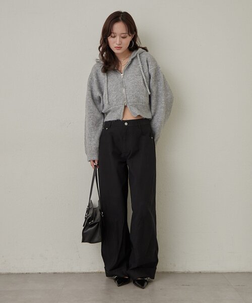 mline（エムライン）の「[mline]ニットパーカー（パーカー・レディース・チャコールグレー/グレー/アイボリー・FREE）」の15枚目の写真