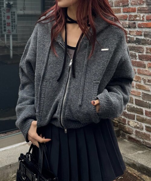 mline（エムライン）の「[mline]ニットパーカー（パーカー・レディース・チャコールグレー/グレー/アイボリー・FREE）」の16枚目の写真