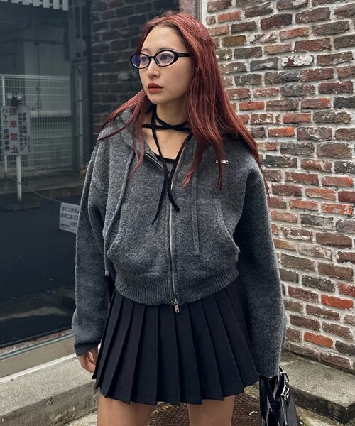 mline（エムライン）の「[mline]ニットパーカー（パーカー・レディース・チャコールグレー/グレー/アイボリー・FREE）」の18枚目の写真