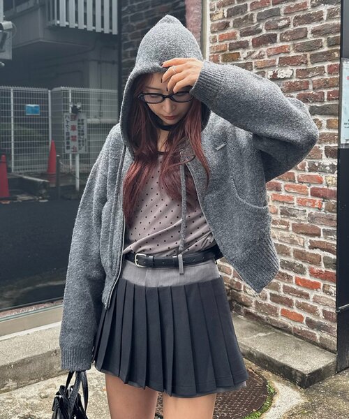 mline（エムライン）の「[mline]ニットパーカー（パーカー・レディース・チャコールグレー/グレー/アイボリー・FREE）」の21枚目の写真