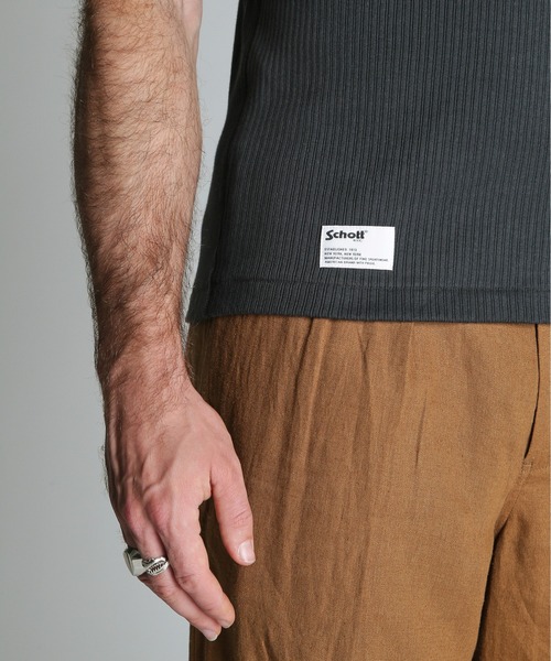Schott(ショット)の「Schott/ショット/ARMY RIB T-SHIRT/アーミーリブ Tシャツ(Tシャツ/カットソー・メンズ・ブルーグレー/チャコールグレー/ナチュラル・M/L/XL/2XL)」の8枚目の写真