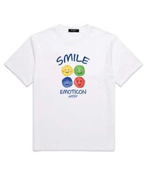 スマイルエモティコン 半袖Tシャツ (WS007) ホワイト
