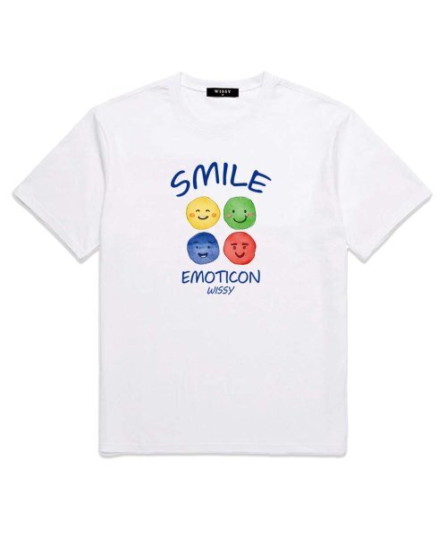 WISSY(ウィッシー)の「スマイルエモティコン 半袖Tシャツ (WS007) ホワイト(Tシャツ/カットソー・レディース・その他・MEDIUM/LARGE/X-LARGE/XX-LARGE/SMALL)」の1枚目の写真