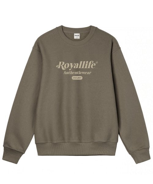 ROYALLIFE(ロイヤルライフ)の「RLCN1007 ニューアセンティックロゴ裏起毛スウェット - トープ(スウェット・メンズ・ダークベージュ・SMALL)」の1枚目の写真