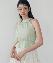 LULUCHOU（ルルシュ）の「Ribbon Halterneck Blouse - SOFT GREEN（シャツ/ブラウス）」