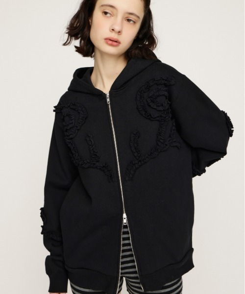 SLY（スライ）の「FRILL ZIP UP HOODIE フリルジップアップフーディ 冬