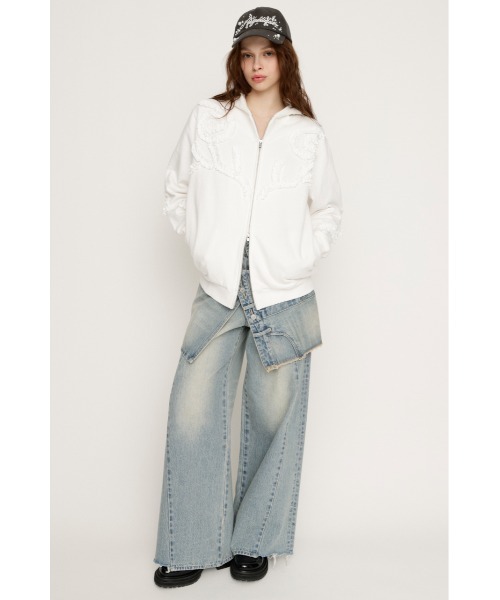 SLY（スライ）の「FRILL ZIP UP HOODIE フリルジップアップフーディ 冬