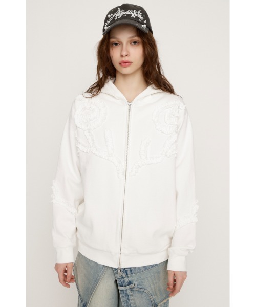 SLY（スライ）の「FRILL ZIP UP HOODIE フリルジップアップフーディ 冬