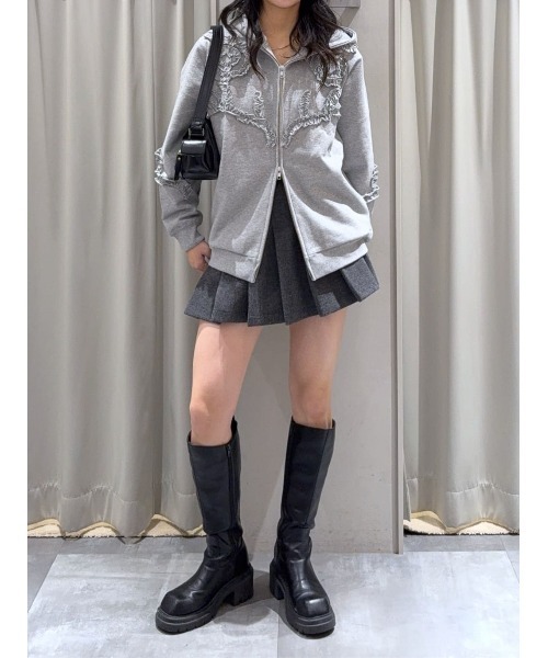 FRILL ZIP UP HOODIE フリルジップアップフーディ 冬服 春服 ジップ