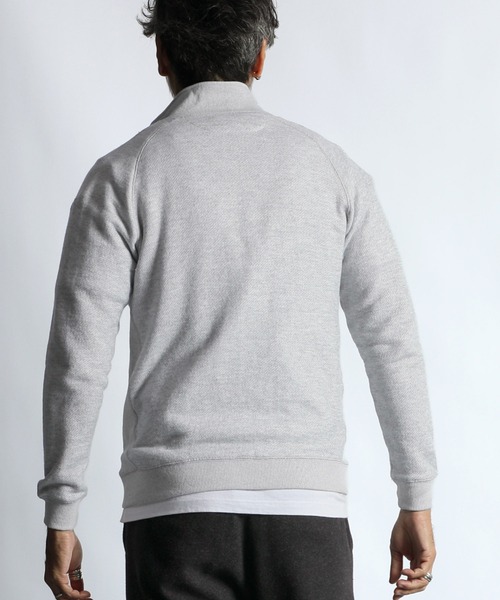 The DUFFER of ST.GEORGE(ザダファーオブセントジョージ)の「STAND COLLAR FULL ZIP TOPS:スタンドカラー フルジップ トップス(スウェット・メンズ・ライトグレー・MEDIUM/LARGE/X-LARGE)」の5枚目の写真