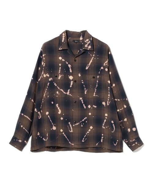 BEAMS(ビームス)の「ブリーチ オンブレチェック オープンカラーシャツ【リラックスフィット】(シャツ/ブラウス・メンズ・ブラック/ブラウン・M/S/L/XL)」の8枚目の写真