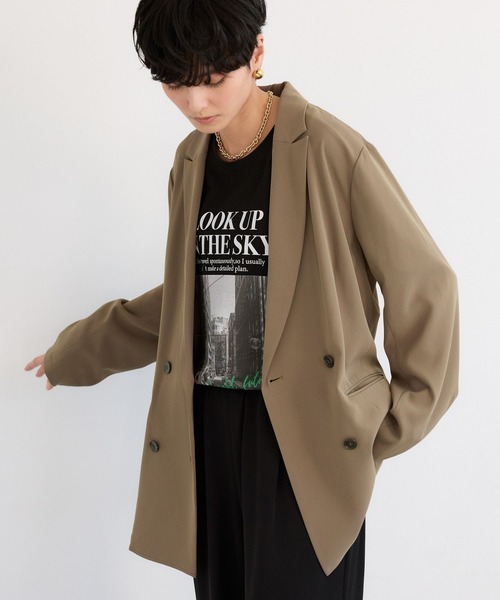 BARNYARDSTORM（バンヤードストーム）の「BARNYARDSTORM / NEWダブルクロスジャケット（テーラードジャケット・レディース・カーキ/ブラック/チャコールグレー・M/S）」の3枚目の写真