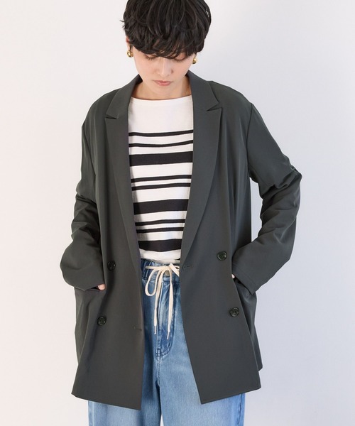 BARNYARDSTORM（バンヤードストーム）の「BARNYARDSTORM / NEWダブルクロスジャケット（テーラードジャケット・レディース・カーキ/ブラック/チャコールグレー・M/S）」の4枚目の写真