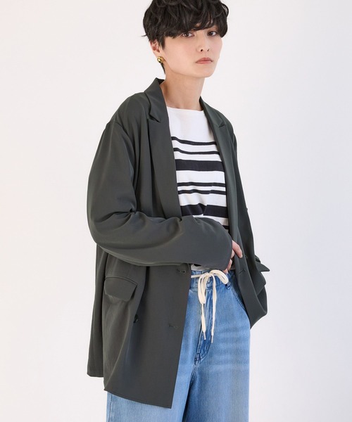 BARNYARDSTORM（バンヤードストーム）の「BARNYARDSTORM / NEWダブルクロスジャケット（テーラードジャケット・レディース・カーキ/ブラック/チャコールグレー・M/S）」の14枚目の写真