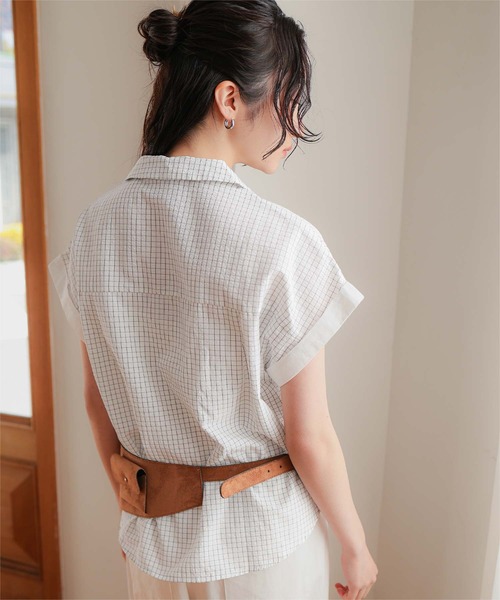 miette(ミエット)の「オープンカラーダブルボタン半袖シャツ(シャツ/ブラウス・レディース・ホワイト/ネイビー/ライトブルー・S/L/M)」の9枚目の写真