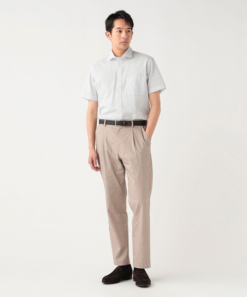 BEAMS HEART(ビームスハート)の「シアサッカー スクエアプリント柄 カッタウェイカラー シャツ 26SS【クールビズ】(シャツ/ブラウス・メンズ・ホワイト・MEDIUM/SMALL/LARGE/X-LARGE)」の2枚目の写真