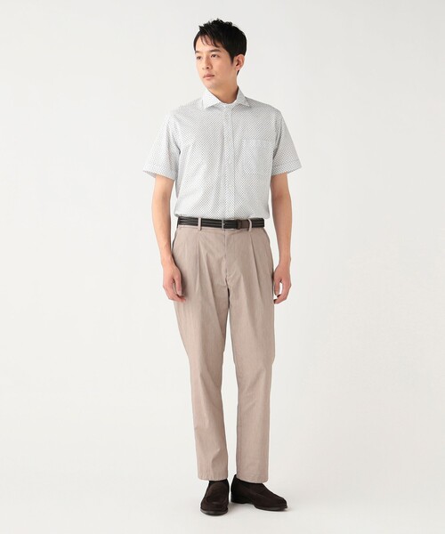 BEAMS HEART(ビームスハート)の「シアサッカー スクエアプリント柄 カッタウェイカラー シャツ 26SS【クールビズ】(シャツ/ブラウス・メンズ・ホワイト・MEDIUM/SMALL/LARGE/X-LARGE)」の3枚目の写真