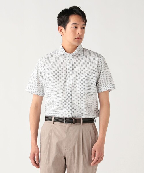 BEAMS HEART(ビームスハート)の「シアサッカー スクエアプリント柄 カッタウェイカラー シャツ 26SS【クールビズ】(シャツ/ブラウス・メンズ・ホワイト・MEDIUM/SMALL/LARGE/X-LARGE)」の5枚目の写真