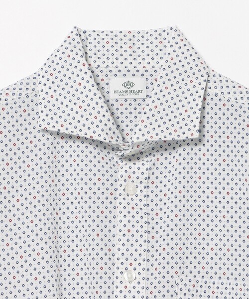 BEAMS HEART(ビームスハート)の「シアサッカー スクエアプリント柄 カッタウェイカラー シャツ 26SS【クールビズ】(シャツ/ブラウス・メンズ・ホワイト・MEDIUM/SMALL/LARGE/X-LARGE)」の7枚目の写真