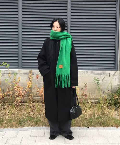 MUCENT(ムセント)の「フレッソレザー ワッペン バルマカン 裏地 キルティング ダウンコート (成人男女共用)(チェスターコート・レディース・ブラック・FREE)」の6枚目の写真