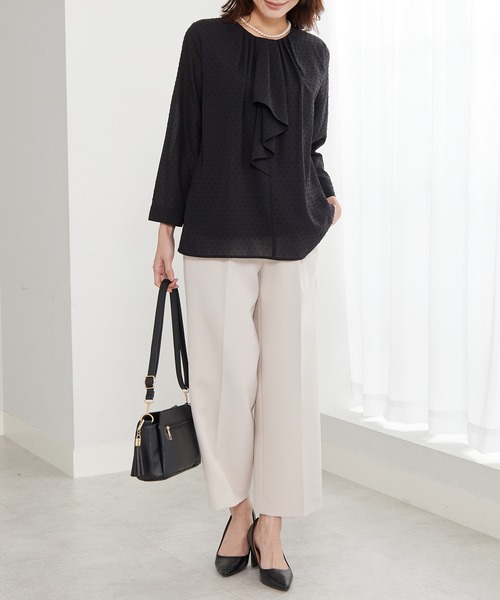 BELLUNA PLUS（ベルーナ）の「＜Ｃ／Ｓ＞ドットシフォンボウタイブラウス（シャツ/ブラウス・レディース・アイボリー/ブラック・MEDIUM/LARGE/X-LARGE）」の14枚目の写真