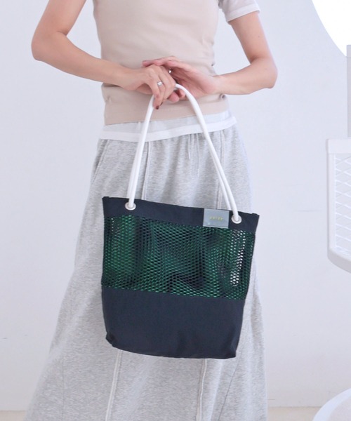 COLDE （コルデ）の「メッシュトートバッグ（トートバッグ・レディース・ネイビー/アイボリー/ブラック・FREE）」の3枚目の写真