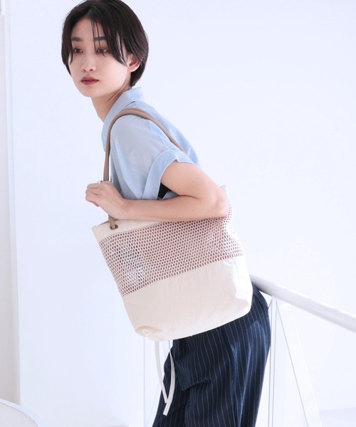 COLDE （コルデ）の「メッシュトートバッグ（トートバッグ・レディース・ネイビー/アイボリー/ブラック・FREE）」の8枚目の写真