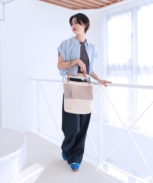 COLDE （コルデ）の「メッシュトートバッグ（トートバッグ・レディース・ネイビー/アイボリー/ブラック・FREE）」の19枚目の写真