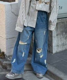 Candy Stripper | TATTERED LAYERED DENIM パンツ(デニムパンツ)