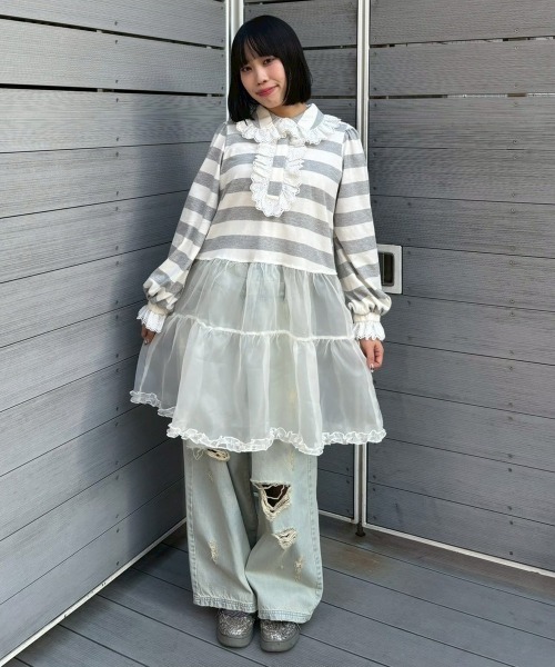 Candy Stripper（キャンディストリッパー）の「TATTERED LAYERED DENIM パンツ（デニムパンツ・レディース・ブルー系その他/ライトインディゴブルー・FREE）」の9枚目の写真