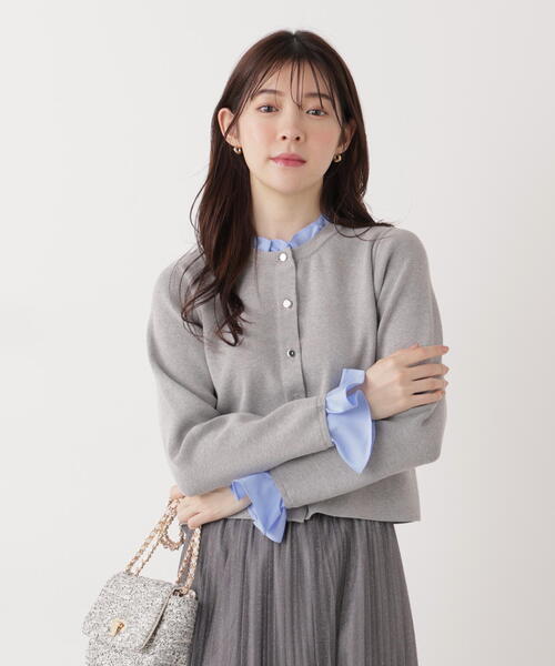 PROPORTION BODY DRESSING（プロポーションボディドレッシング）の「フリルショートカーデ / 1216174200（カーディガン/ボレロ・レディース・ネイビー/ホワイト系その他/グレー系その他・MEDIUM/SMALL）」の5枚目の写真