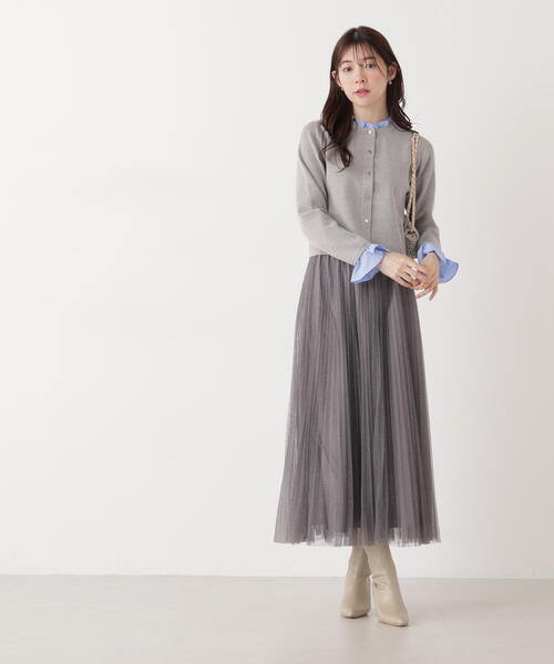 PROPORTION BODY DRESSING（プロポーションボディドレッシング）の「フリルショートカーデ / 1216174200（カーディガン/ボレロ・レディース・ネイビー/ホワイト系その他/グレー系その他・MEDIUM/SMALL）」の7枚目の写真