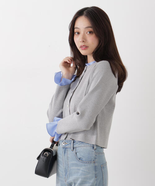PROPORTION BODY DRESSING（プロポーションボディドレッシング）の「フリルショートカーデ / 1216174200（カーディガン/ボレロ・レディース・ネイビー/ホワイト系その他/グレー系その他・MEDIUM/SMALL）」の10枚目の写真