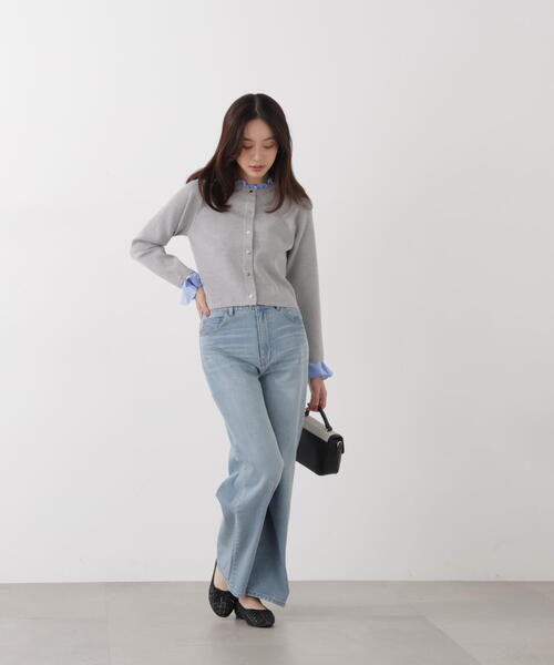 PROPORTION BODY DRESSING（プロポーションボディドレッシング）の「フリルショートカーデ / 1216174200（カーディガン/ボレロ・レディース・ネイビー/ホワイト系その他/グレー系その他・MEDIUM/SMALL）」の16枚目の写真