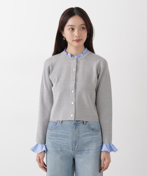PROPORTION BODY DRESSING（プロポーションボディドレッシング）の「フリルショートカーデ / 1216174200（カーディガン/ボレロ・レディース・ネイビー/ホワイト系その他/グレー系その他・MEDIUM/SMALL）」の15枚目の写真