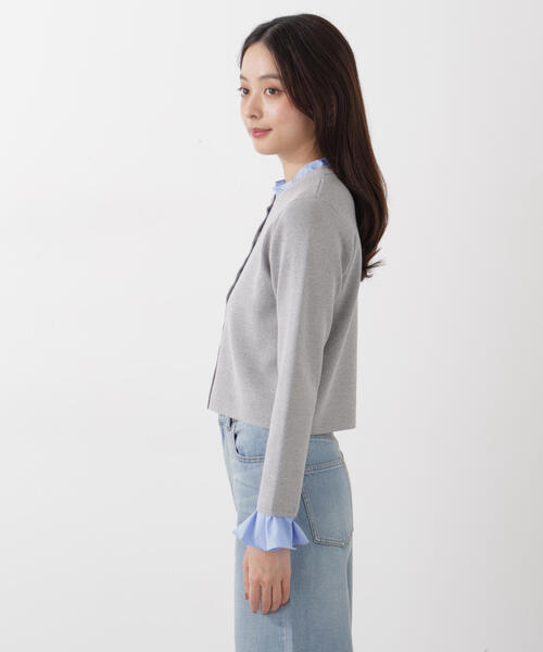 PROPORTION BODY DRESSING（プロポーションボディドレッシング）の「フリルショートカーデ / 1216174200（カーディガン/ボレロ・レディース・ネイビー/ホワイト系その他/グレー系その他・MEDIUM/SMALL）」の17枚目の写真