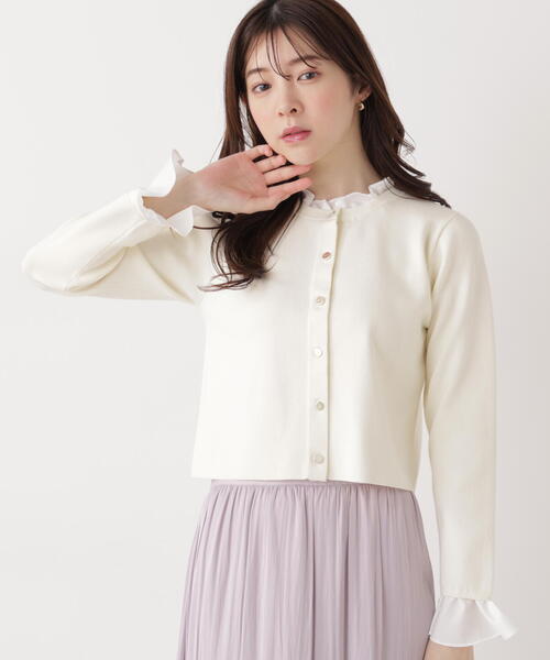 PROPORTION BODY DRESSING（プロポーションボディドレッシング）の「フリルショートカーデ / 1216174200（カーディガン/ボレロ・レディース・ネイビー/ホワイト系その他/グレー系その他・MEDIUM/SMALL）」の22枚目の写真