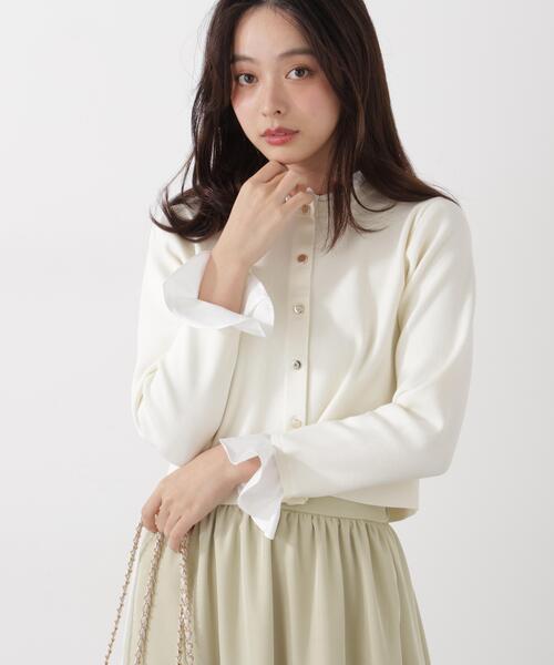 PROPORTION BODY DRESSING(プロポーションボディドレッシング)の「フリルショートカーデ / 1216174200(カーディガン/ボレロ・レディース・ネイビー/ホワイト系その他/グレー系その他・MEDIUM/SMALL)」の21枚目の写真