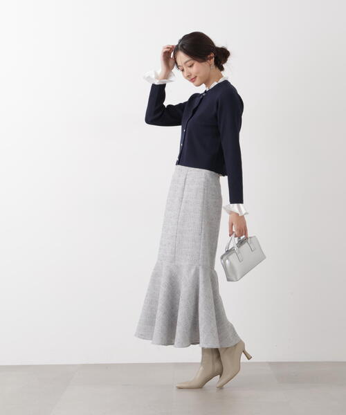 PROPORTION BODY DRESSING（プロポーションボディドレッシング）の「フリルショートカーデ / 1216174200（カーディガン/ボレロ・レディース・ネイビー/ホワイト系その他/グレー系その他・MEDIUM/SMALL）」の4枚目の写真