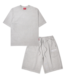 PSSHOPPER（ピーエスショッパ）の「[SET] オリジナルピグメント半袖ショートパンツセット [ライトグレー]（Tシャツ/カットソー）」